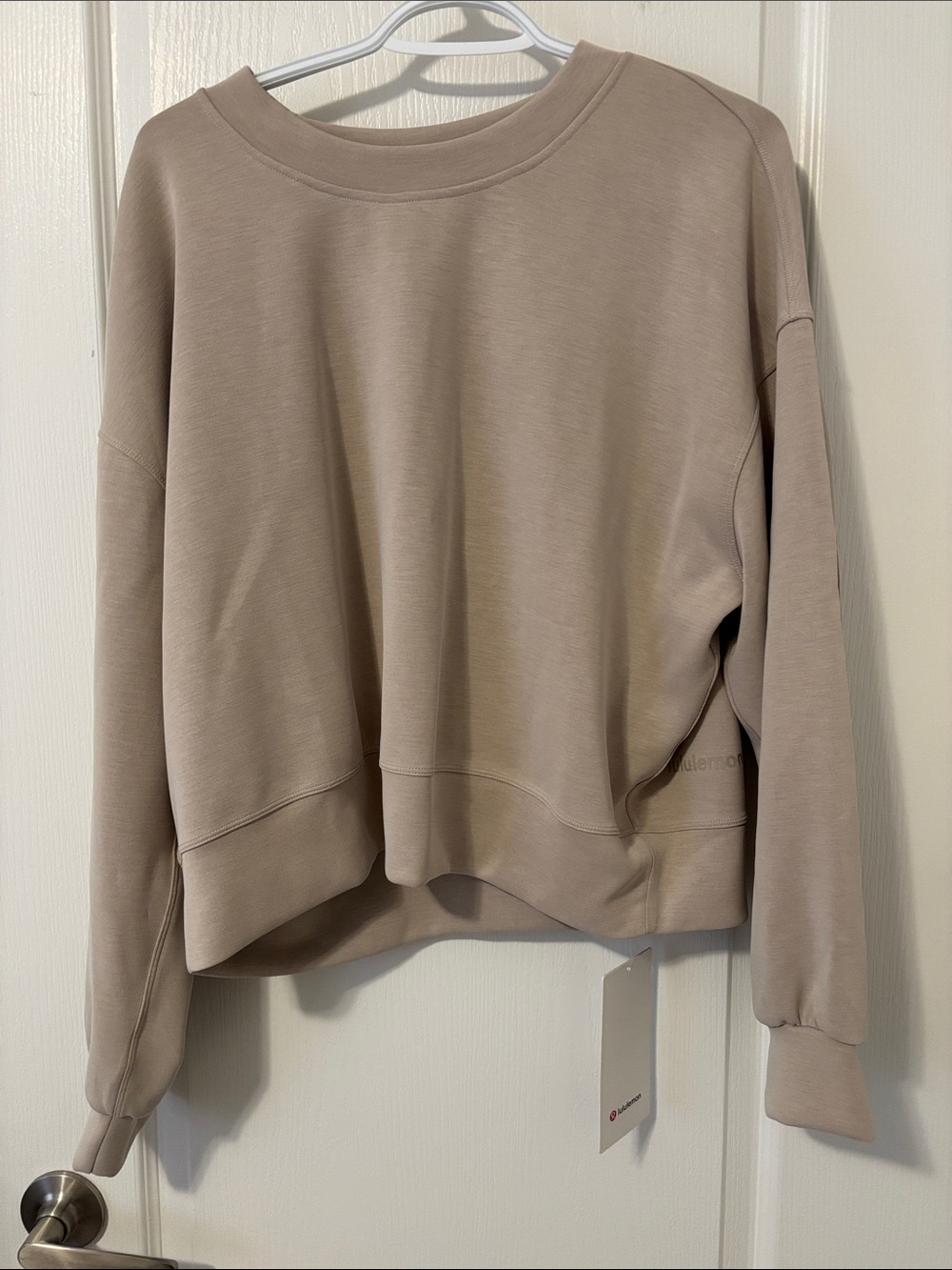 NWT Lululemon perfectly oversized crop crew softstreme sweat shirt 8 mohave tan